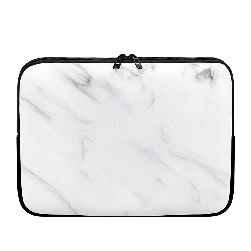 White Marble Print Laptop Sleeve