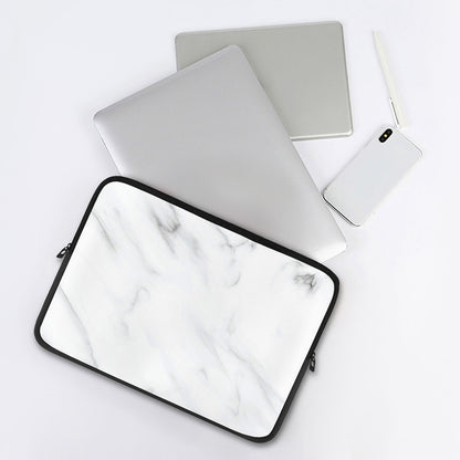 White Marble Print Laptop Sleeve