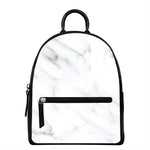 White Marble Print Leather Backpack