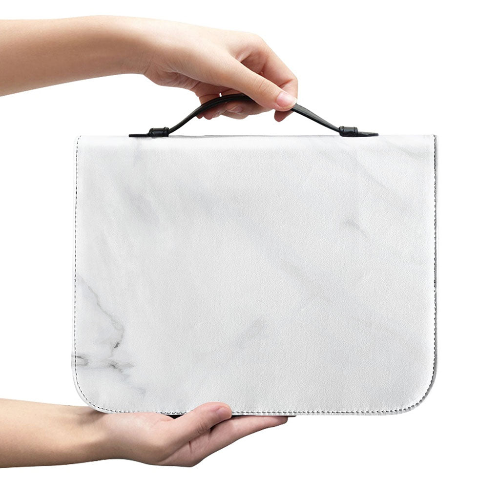 White Marble Print Leather Bible Cover