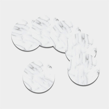 White Marble Print Leather Coaster Set