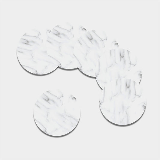 White Marble Print Leather Coaster Set