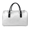 White Marble Print Leather Duffel Bag