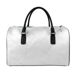 White Marble Print Leather Duffle Bag