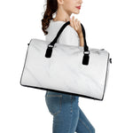 White Marble Print Leather Duffle Bag