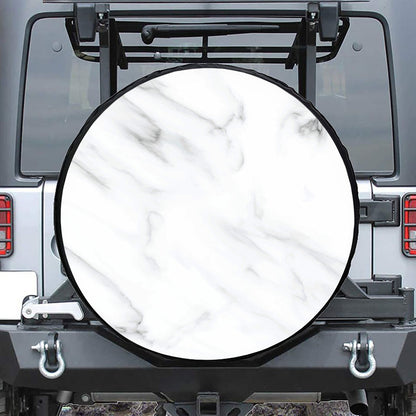 White Marble Print Leather Spare Tire Cover