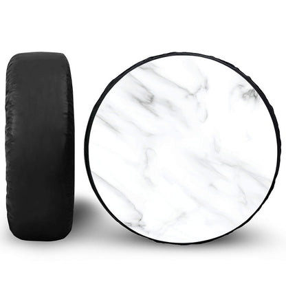 White Marble Print Leather Spare Tire Cover