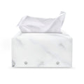 White Marble Print Leather Tissue Box Cover