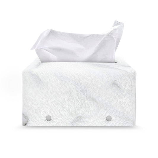 White Marble Print Leather Tissue Box Cover