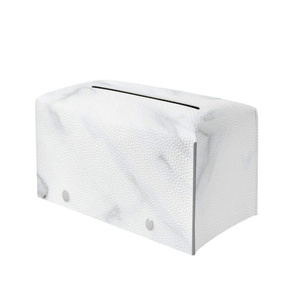 White Marble Print Leather Tissue Box Cover