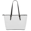 White Marble Print Leather Tote Bag With Zipper