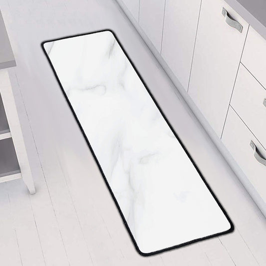 White Marble Print Long Kitchen Mat