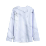 White Marble Print Long Sleeve Short Coat