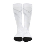 White Marble Print Long Socks