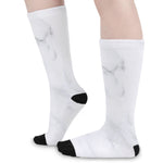 White Marble Print Long Socks