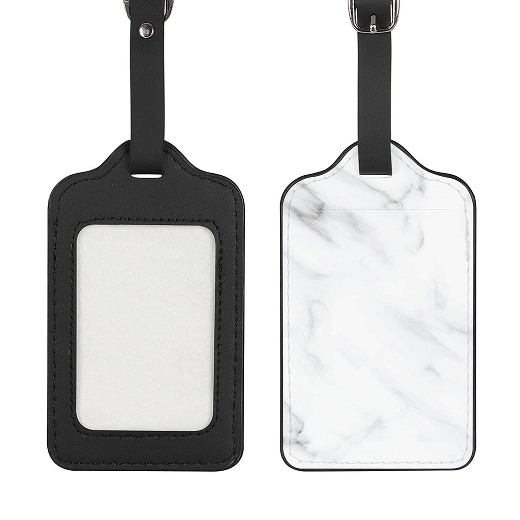White Marble Print Luggage Tag