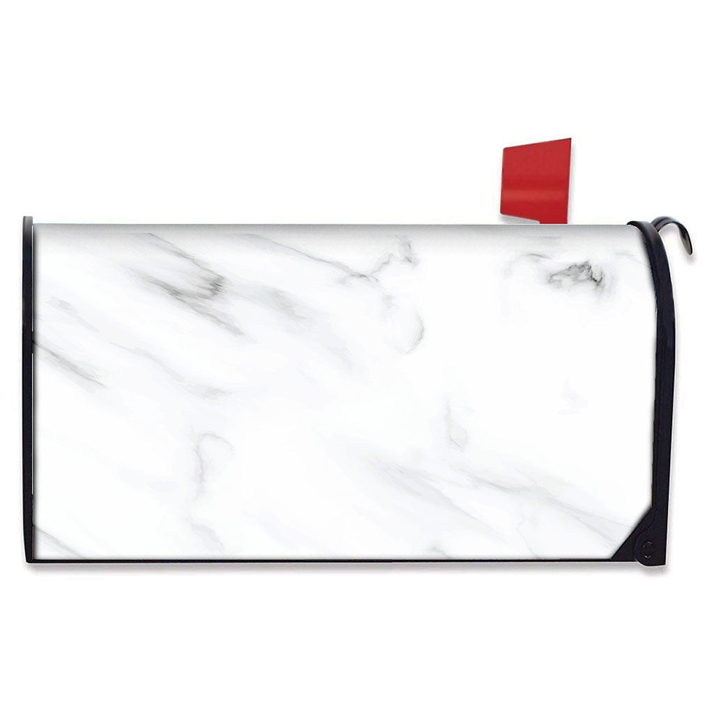 White Marble Print Mailbox Cover