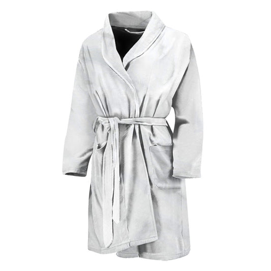 White Marble Print Men's Bathrobe