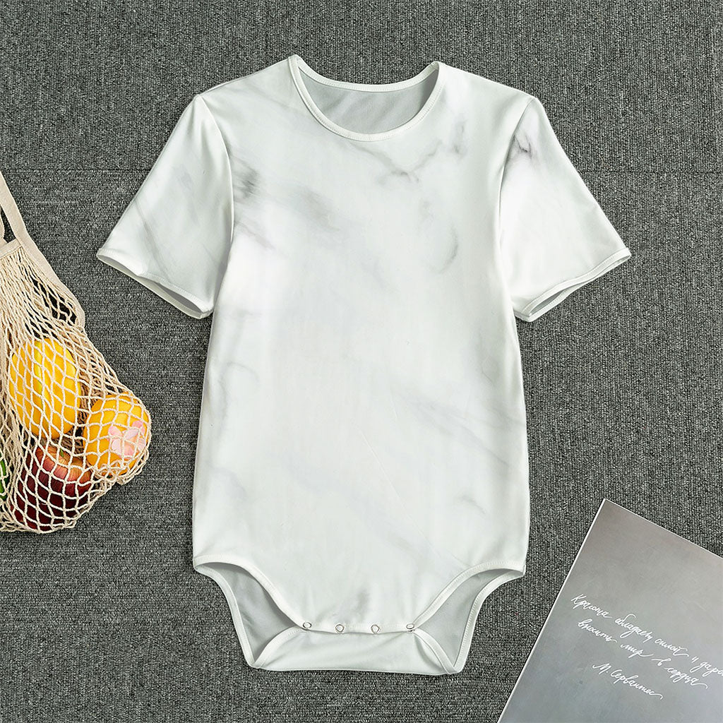 White Marble Print Men's Bodysuit