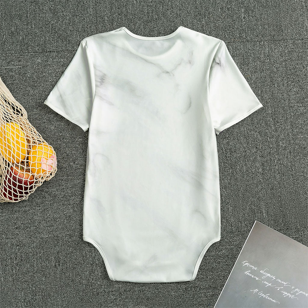 White Marble Print Men's Bodysuit