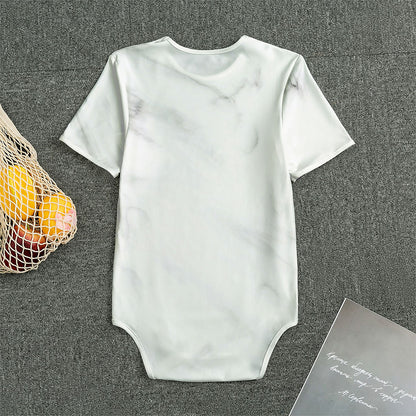 White Marble Print Men's Bodysuit
