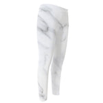 White Marble Print Men's Compression Pants