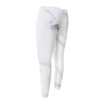 White Marble Print Men's Compression Pants