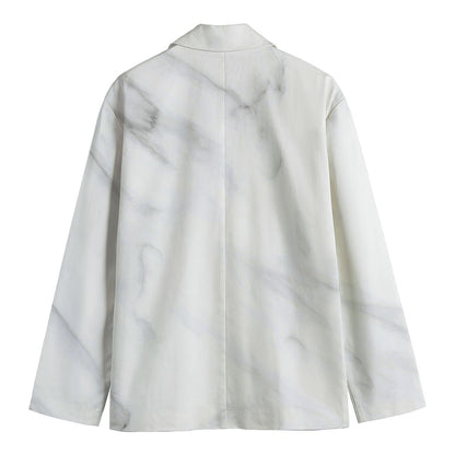 White Marble Print Men's Cotton Blazer