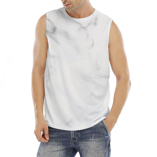 White Marble Print Men's Fitness Tank Top