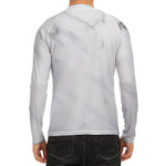 White Marble Print Men's Long Sleeve Rash Guard