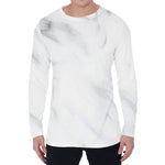 White Marble Print Men's Long Sleeve T-Shirt