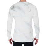 White Marble Print Men's Long Sleeve T-Shirt