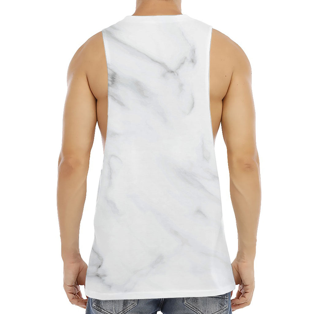 White Marble Print Men's Muscle Tank Top