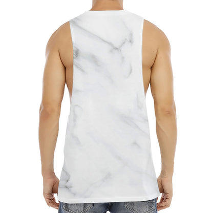 White Marble Print Men's Muscle Tank Top