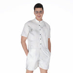 White Marble Print Men's Rompers