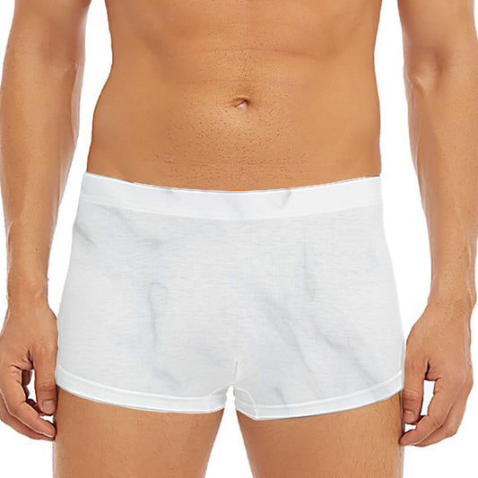 White Marble Print Men's Short Boxer Briefs