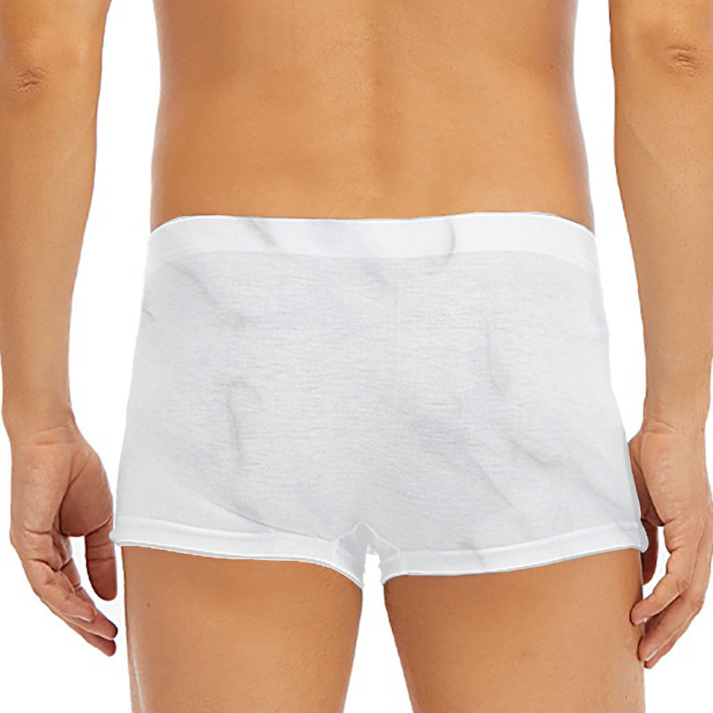 White Marble Print Men's Short Boxer Briefs