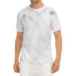 White Marble Print Men's Short Sleeve Rash Guard