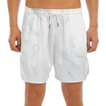 White Marble Print Men's Split Running Shorts