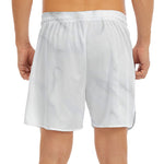 White Marble Print Men's Split Running Shorts