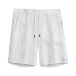 White Marble Print Men's Sports Shorts
