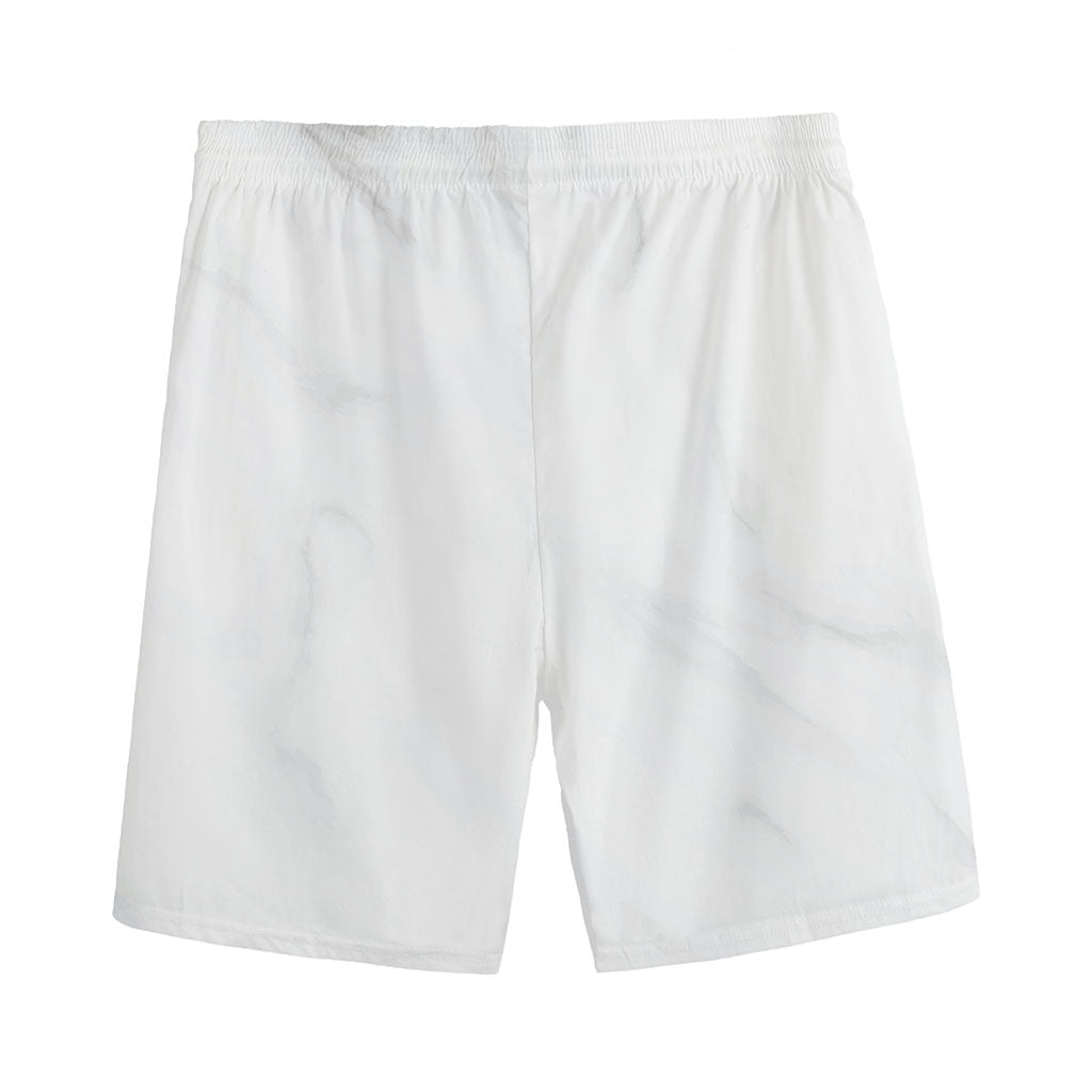 White Marble Print Men's Sports Shorts