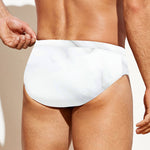 White Marble Print Men's Swim Briefs
