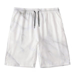 White Marble Print Men's Swim Trunks