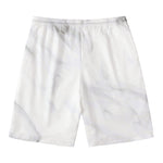 White Marble Print Men's Swim Trunks