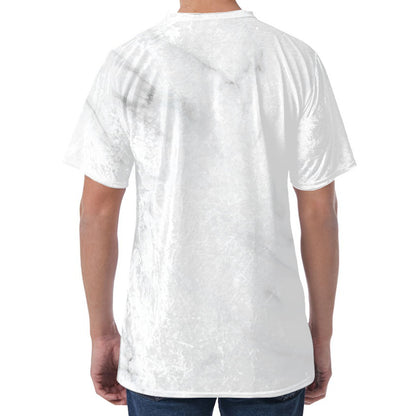 White Marble Print Men's Velvet T-Shirt