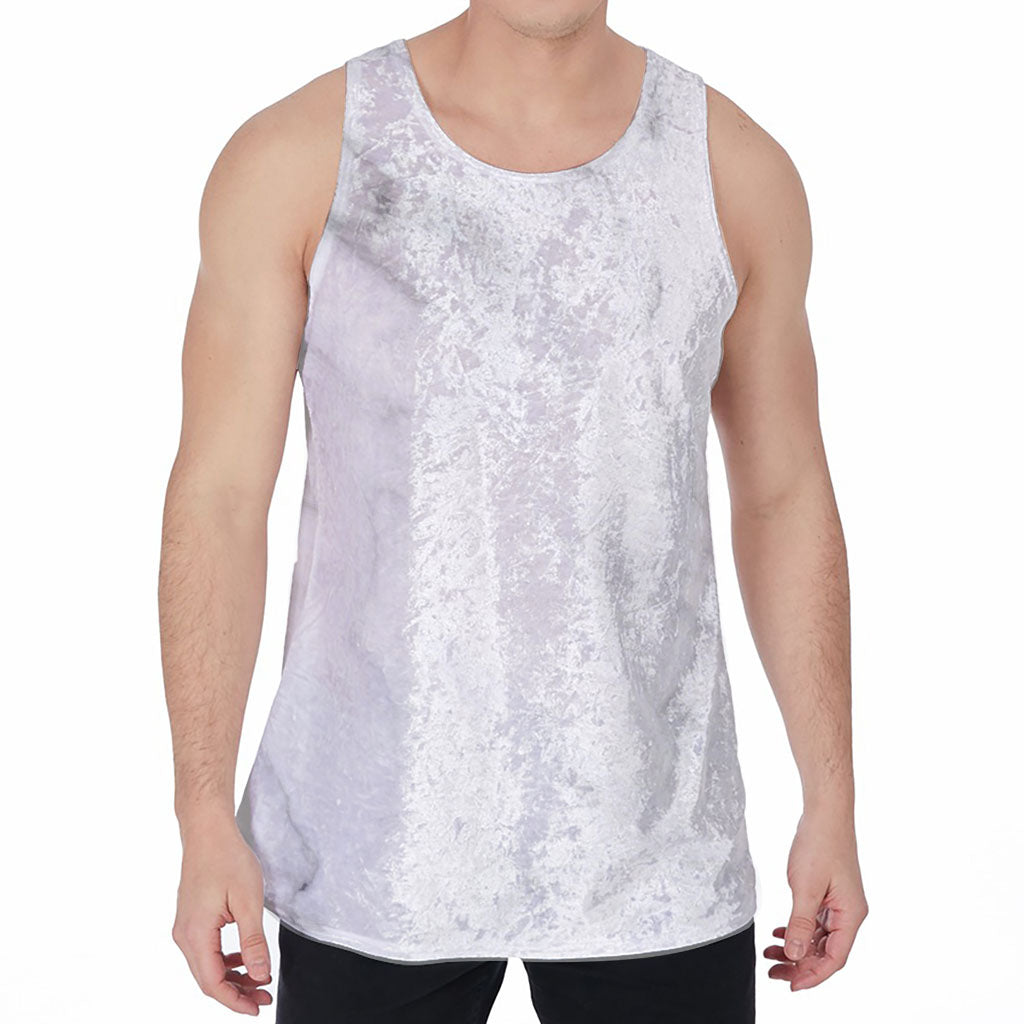 White Marble Print Men's Velvet Tank Top