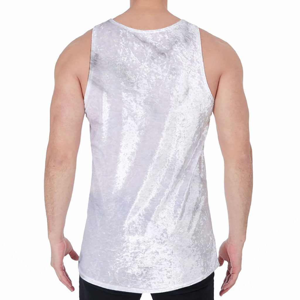White Marble Print Men's Velvet Tank Top