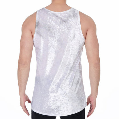 White Marble Print Men's Velvet Tank Top