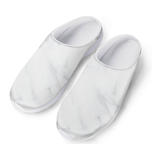 White Marble Print Mesh Casual Shoes